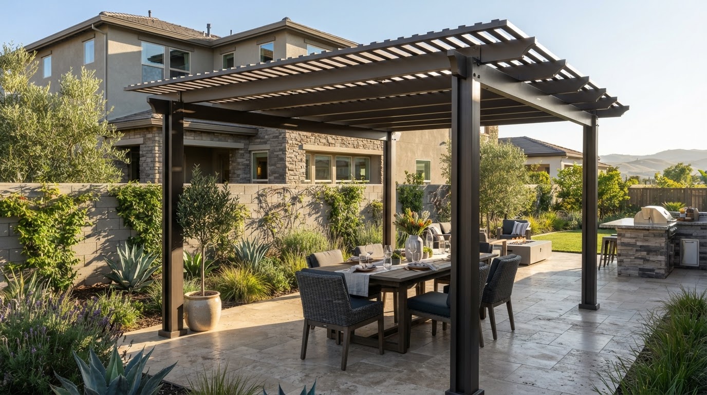 Aluminum pergola at a Dublin outdoor living space