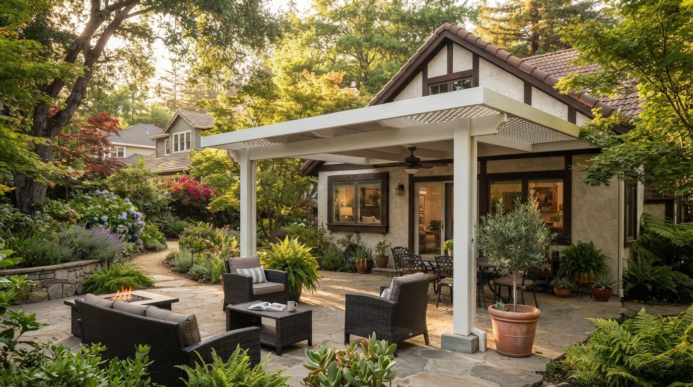 Patio cover installation at a Walnut Creek-area home