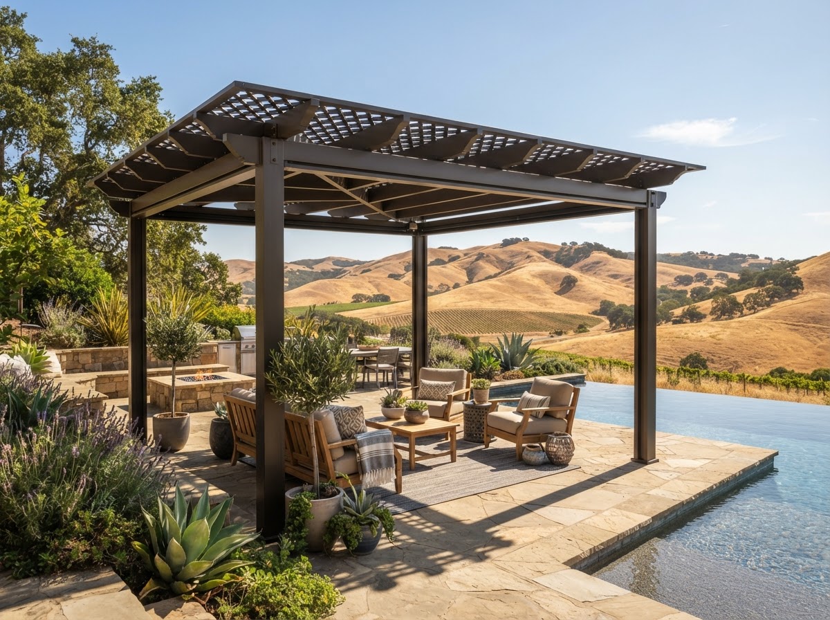 Pergola installation for a Livermore outdoor living area