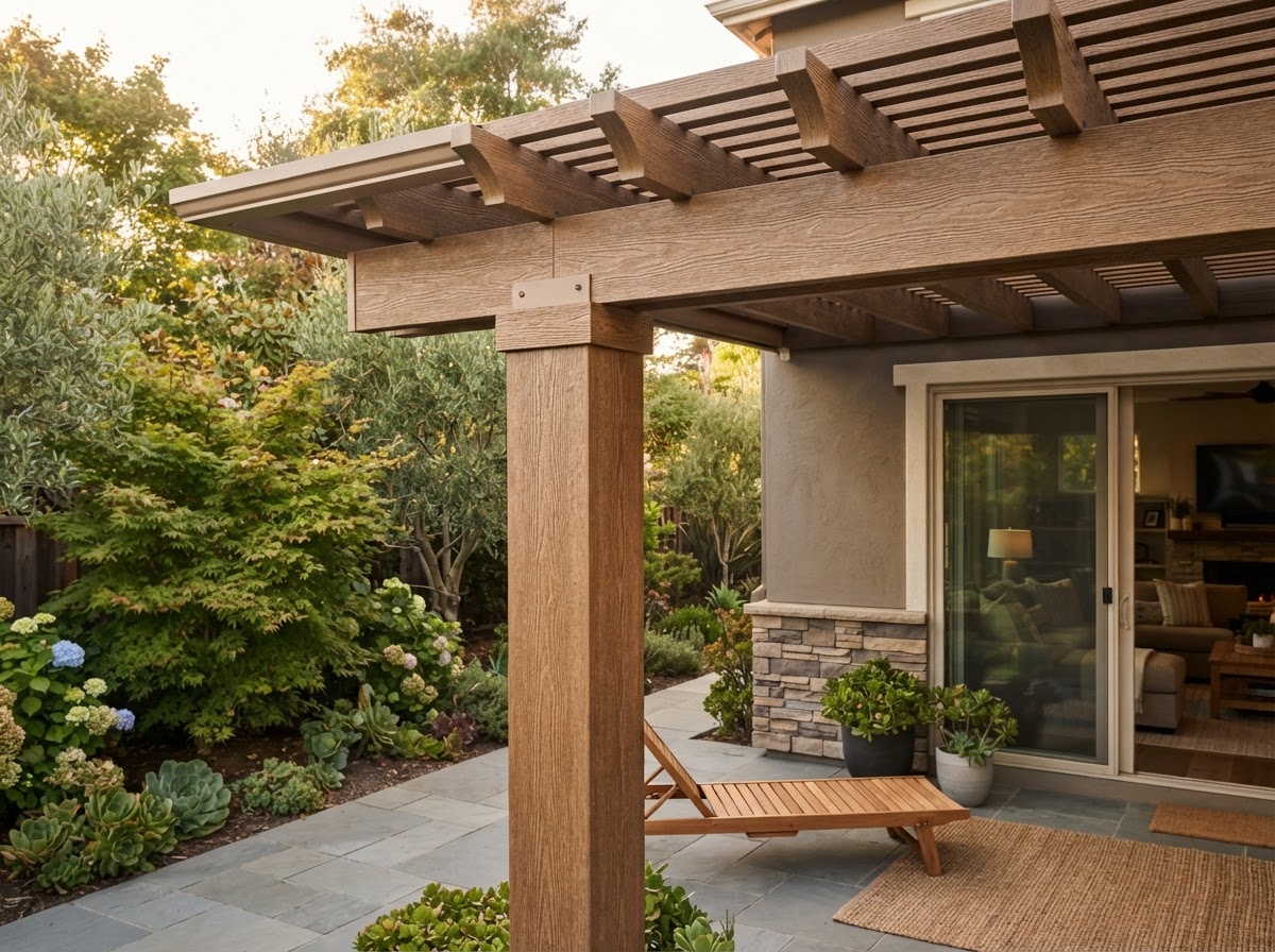 Alumawood wood-grain aluminum patio cover