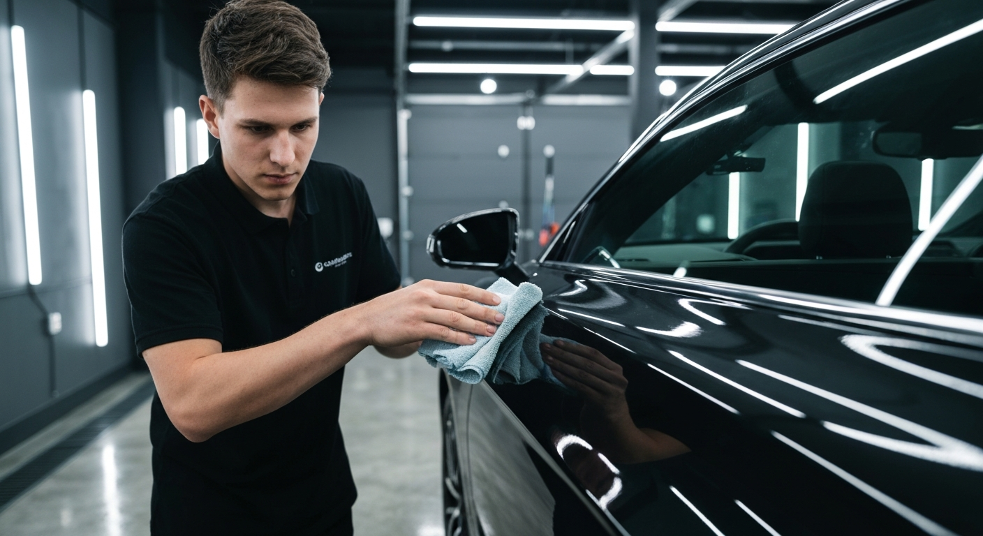 Paint correction and polishing on a vehicle at Perez Auto Body in Salinas, CA