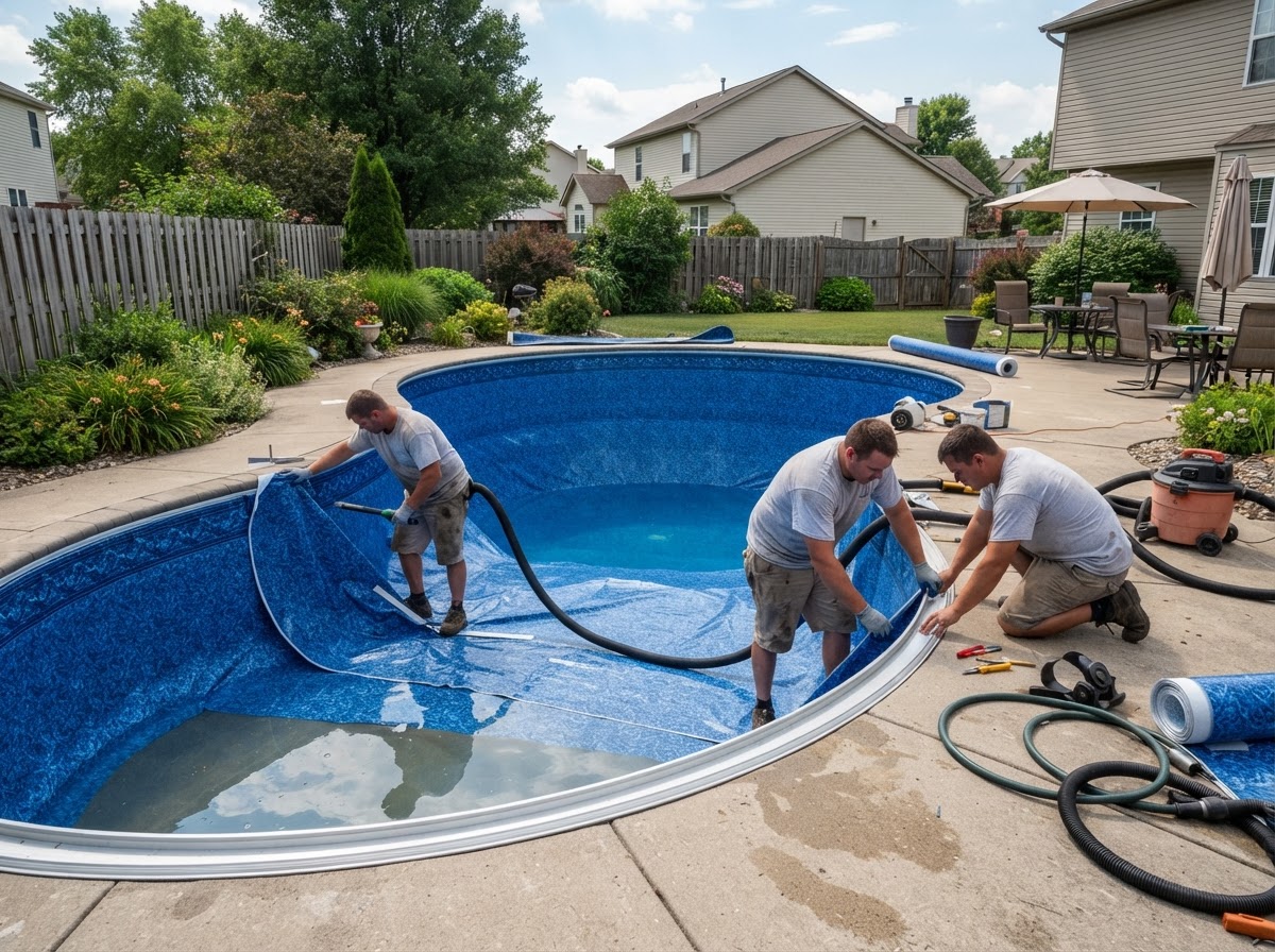 Vinyl liner replacement for a residential pool in Newburgh Indiana