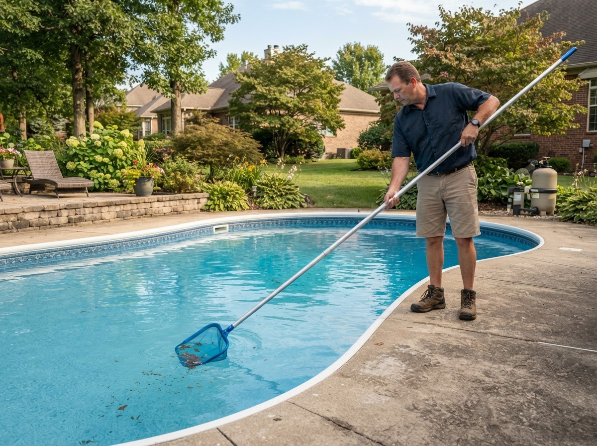 Pool cleaning service for a residential pool in Evansville Indiana