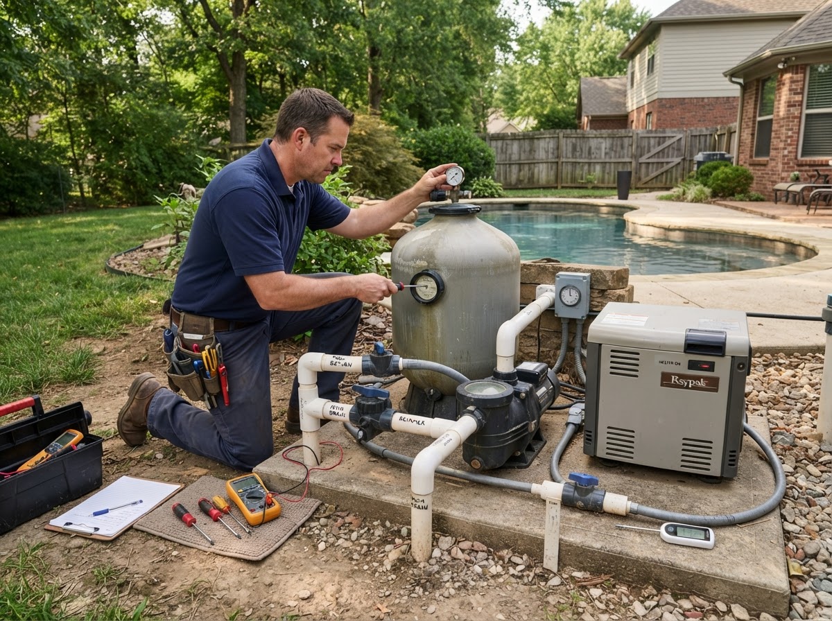 Pool equipment repair for an Evansville Indiana residential pool