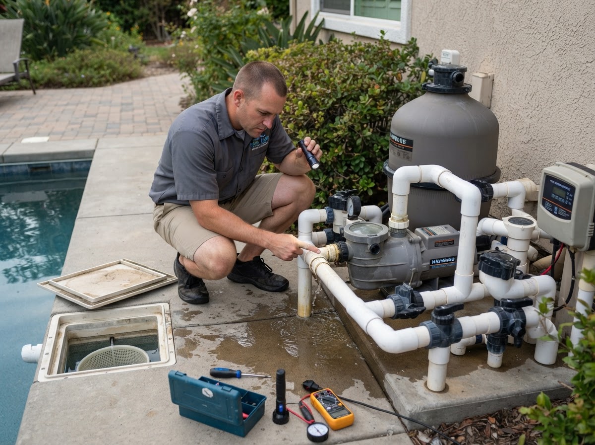 Residential pool plumbing and leak inspection service