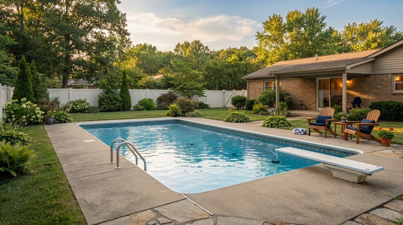 Residential swimming pool in the Henderson Kentucky service area