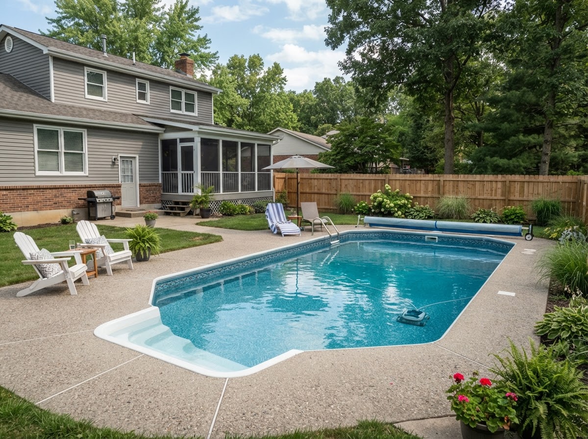 Renovated residential swimming pool in the Henderson Kentucky area