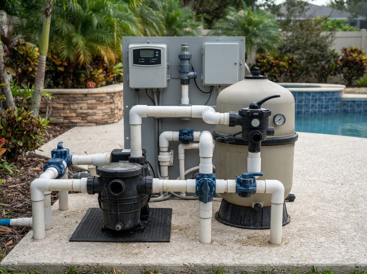 Residential pool equipment inspection and condition review