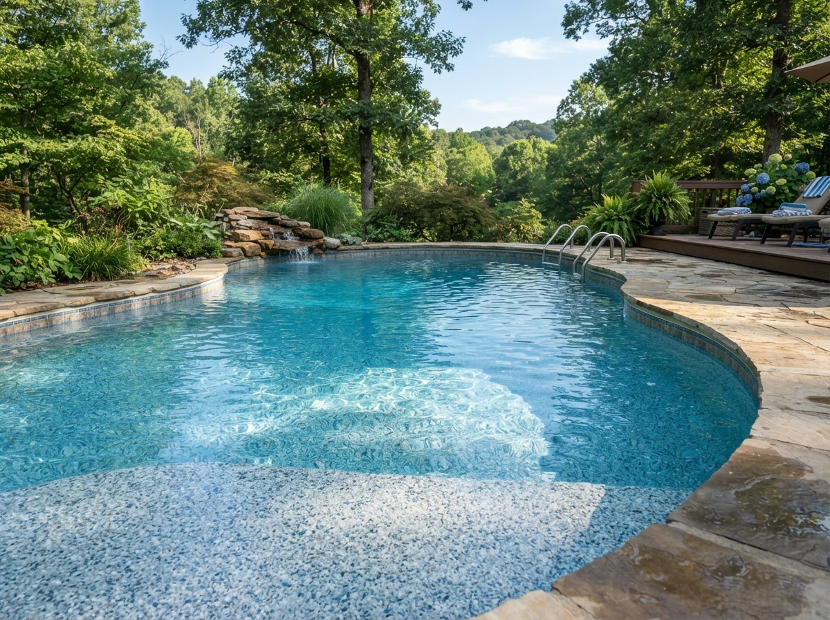 Professionally refinished residential swimming pool interior