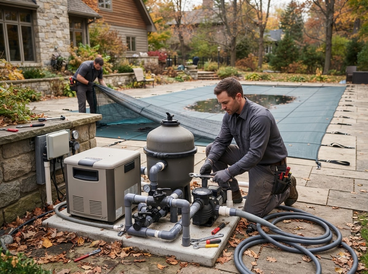 Residential pool winterization and seasonal equipment service