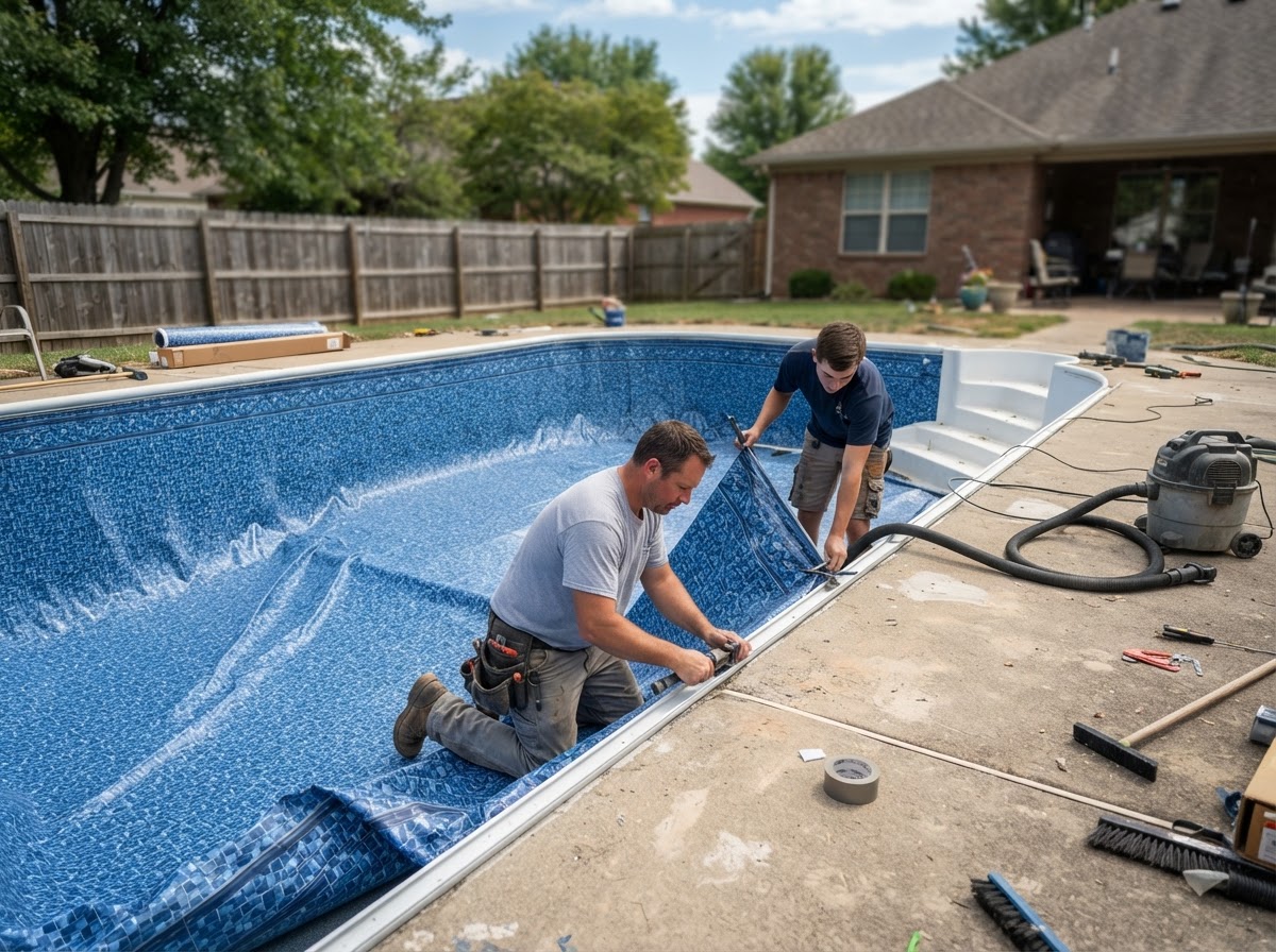 Vinyl liner replacement for a residential pool in Evansville Indiana