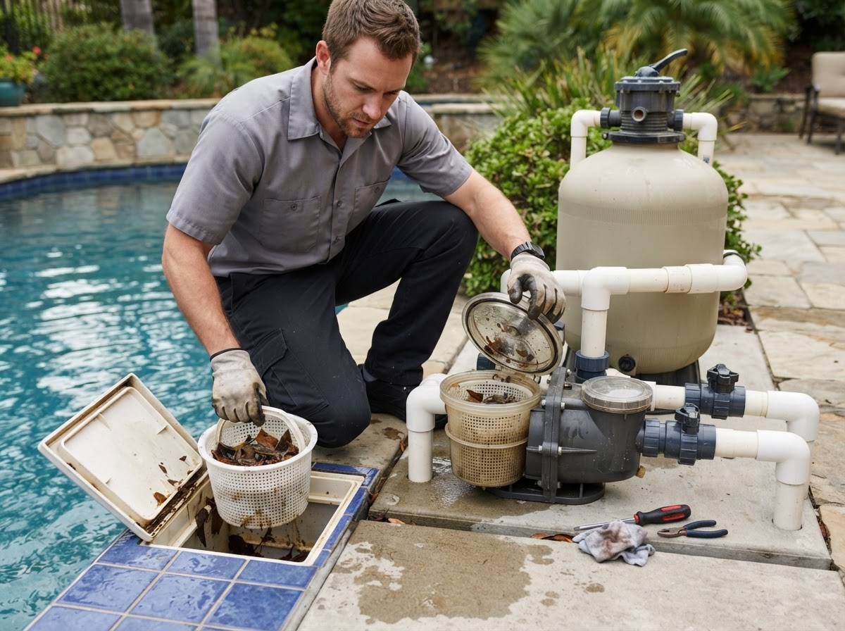 Professional residential pool maintenance and equipment check