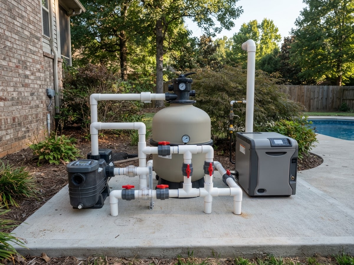 Pool equipment installation at a Henderson KY residential pool