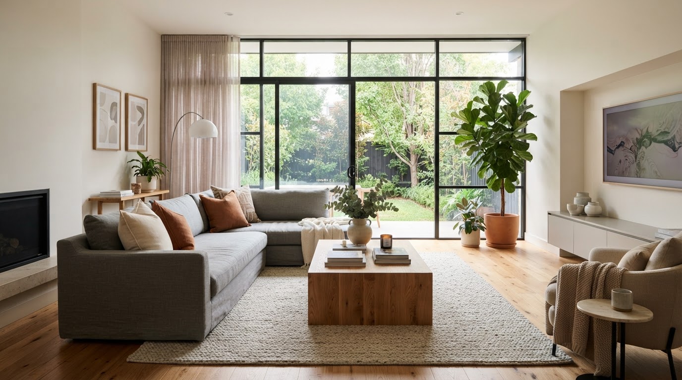 Staged Melbourne living room
