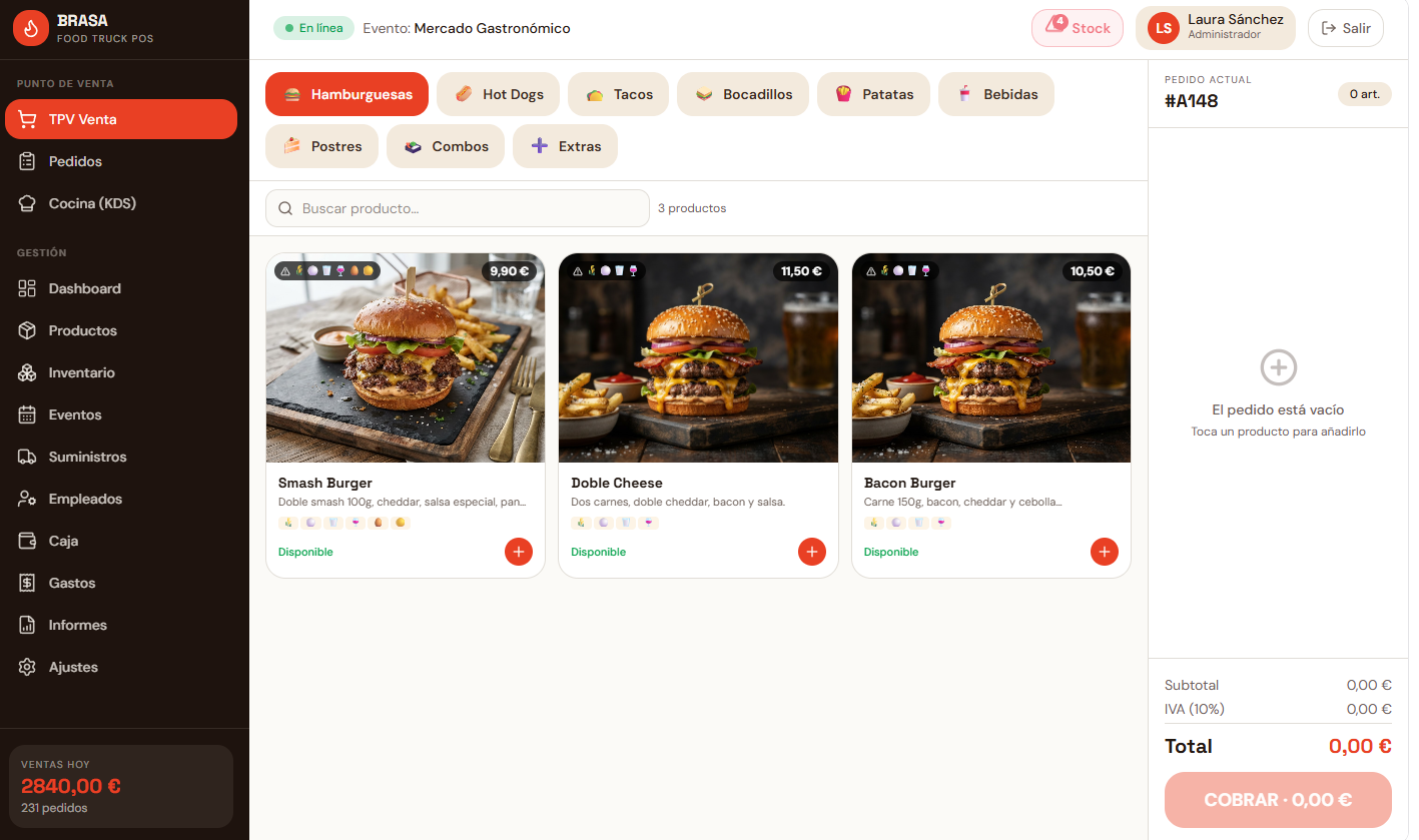 Gestión Brasa POS para Food Trucks