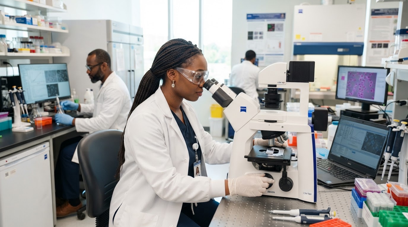 Students in advanced academic laboratory at St. Michael's University