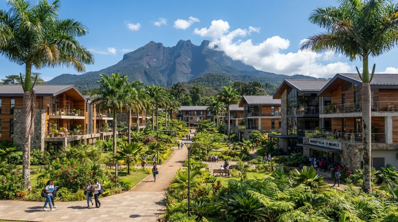 St. Michael's university campus under Mount Cameroon