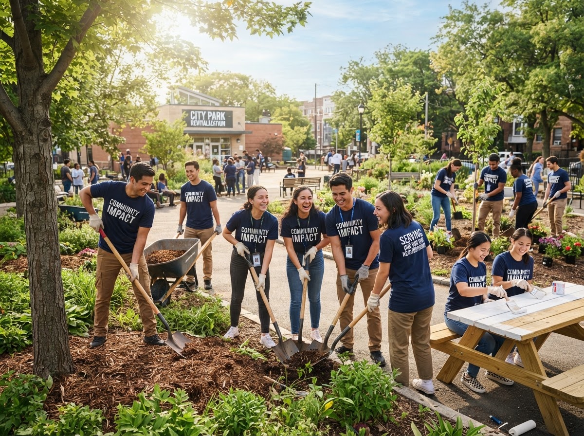 Community impact volunteers collaborating together