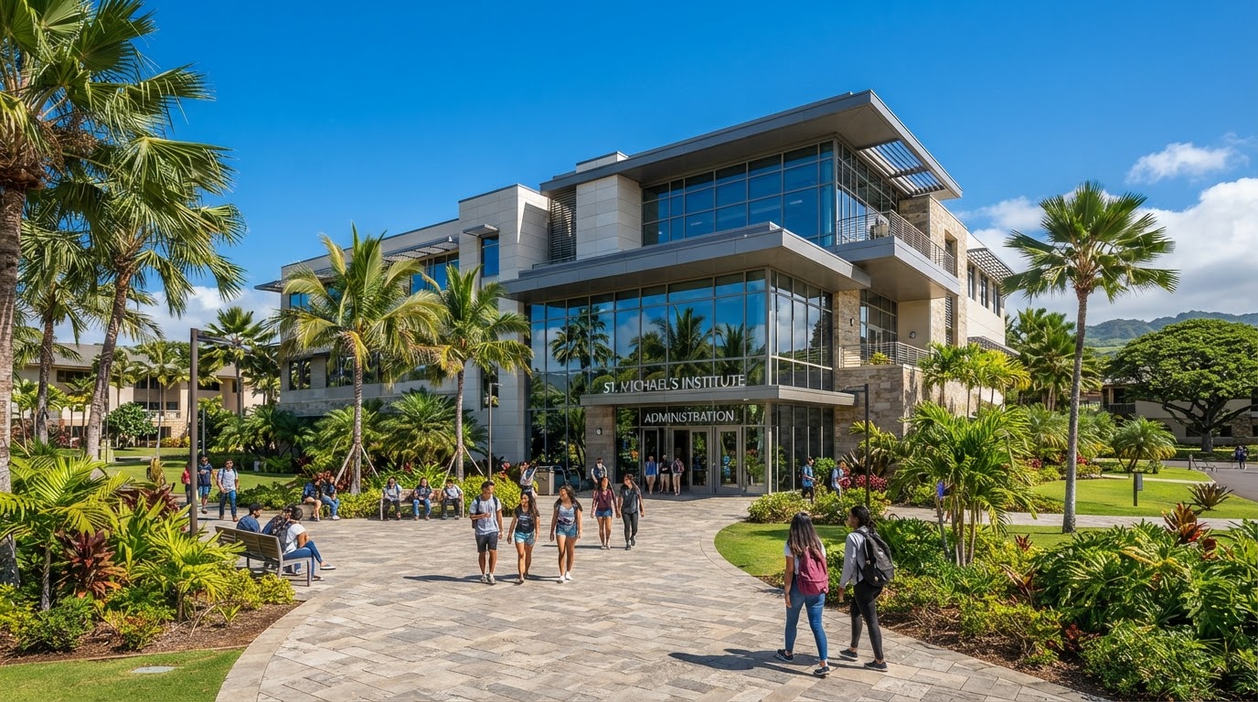 Modern administration campus building of St. Michael's University