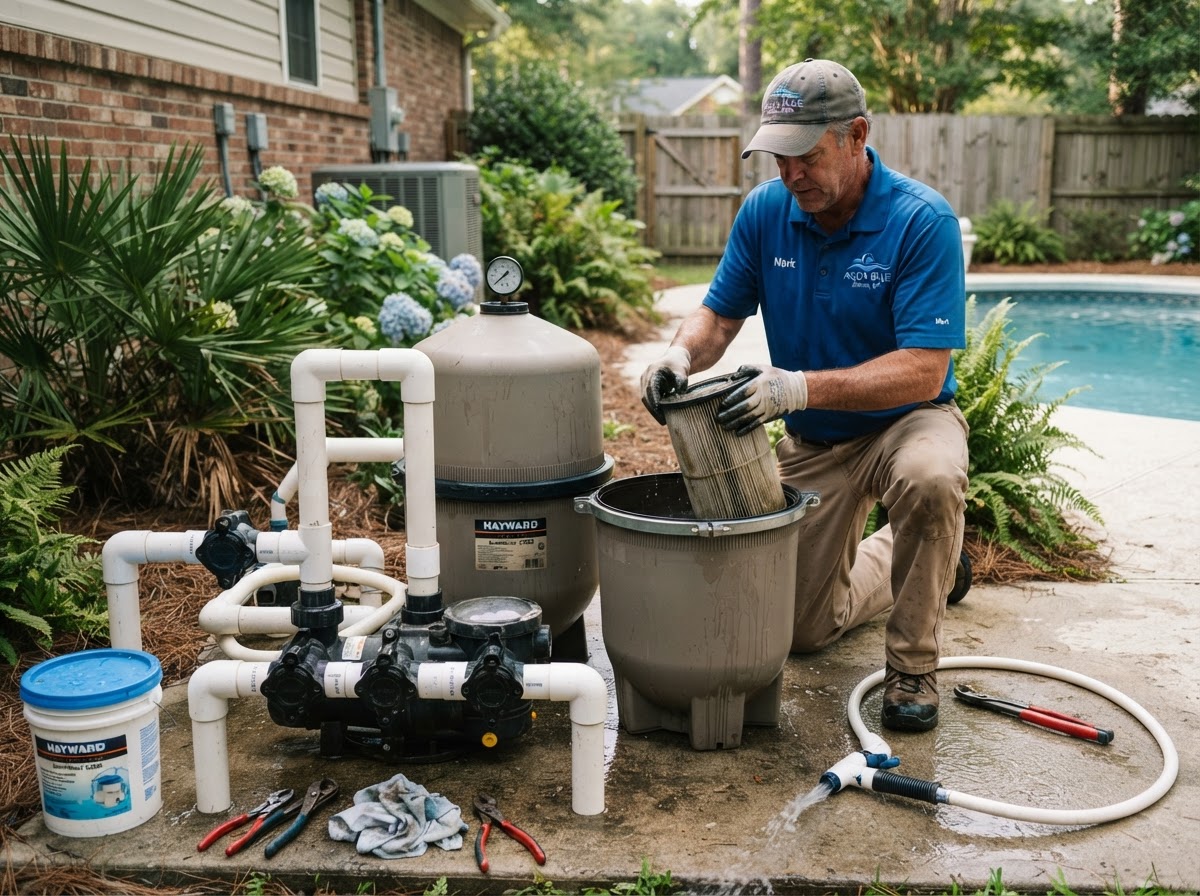 Pool filter cleaning and maintenance in Pooler GA