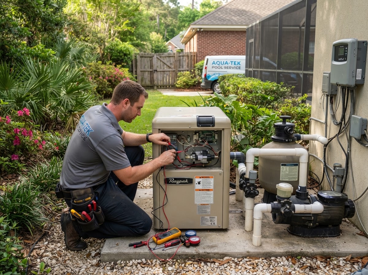 Swimming pool heater service in Pooler GA