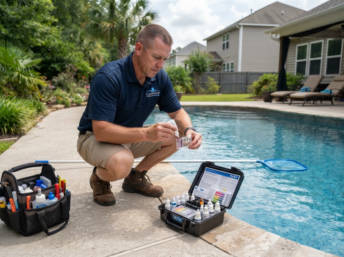 Pool water testing and chemical balancing service in Pooler Georgia