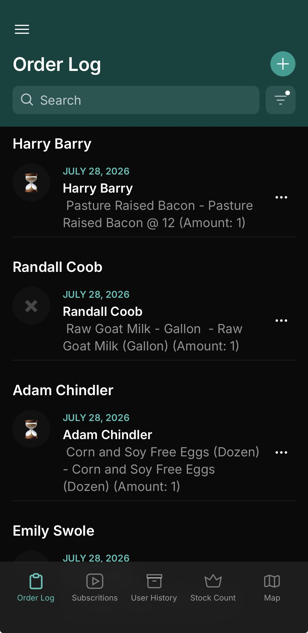 Eden Operations — Order Log — 9:16 mobile view