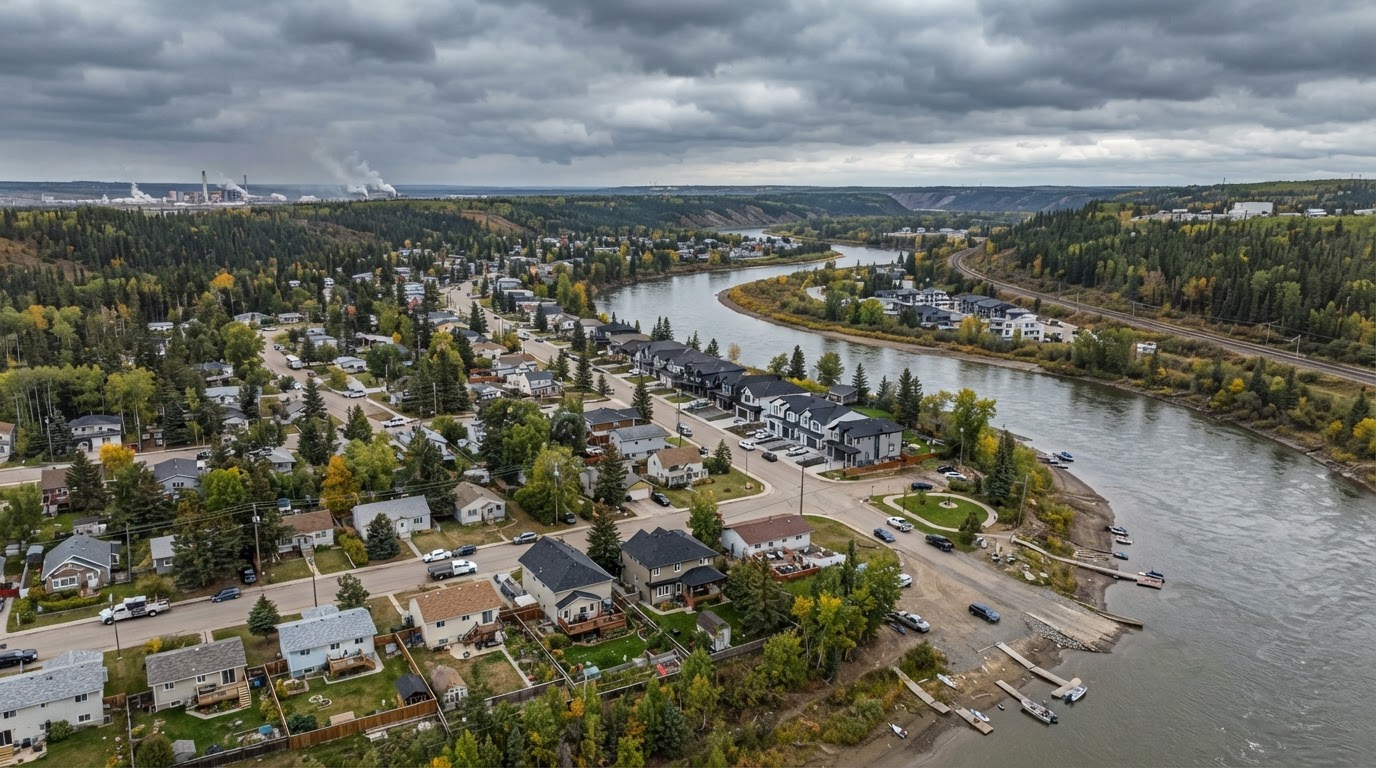 Waterways Fort McMurray homes, river access and historic streets