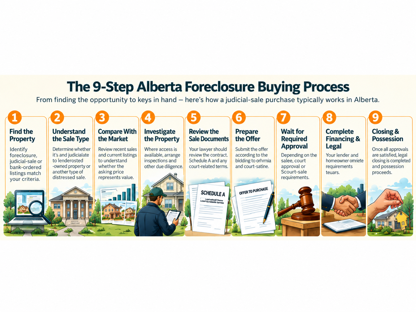 The 9-Step Alberta Foreclosure Buying Process - from finding the opportunity to keys in hand