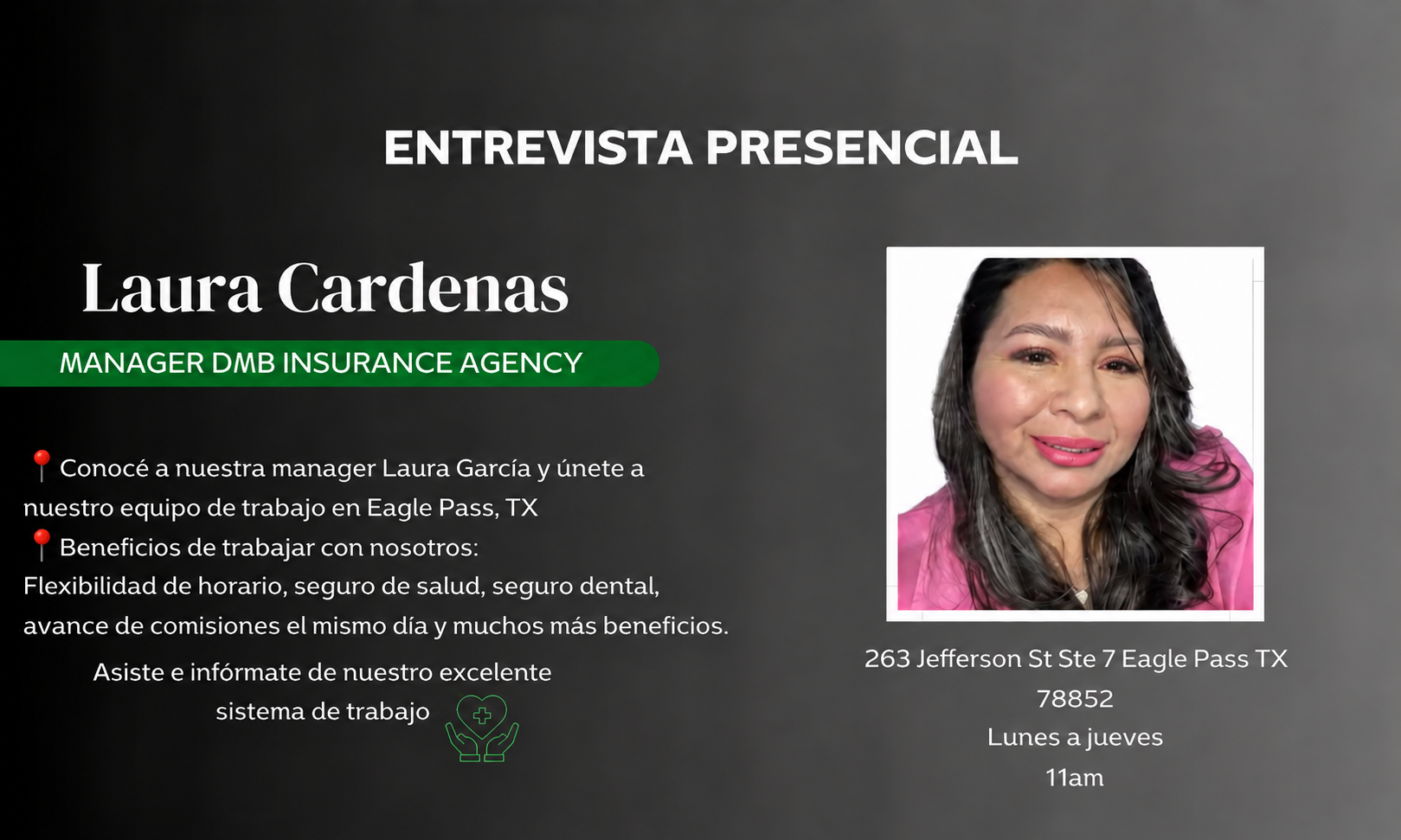 Entrevista Presencial - Laura Cardenas Manager DMB Insurance Agency