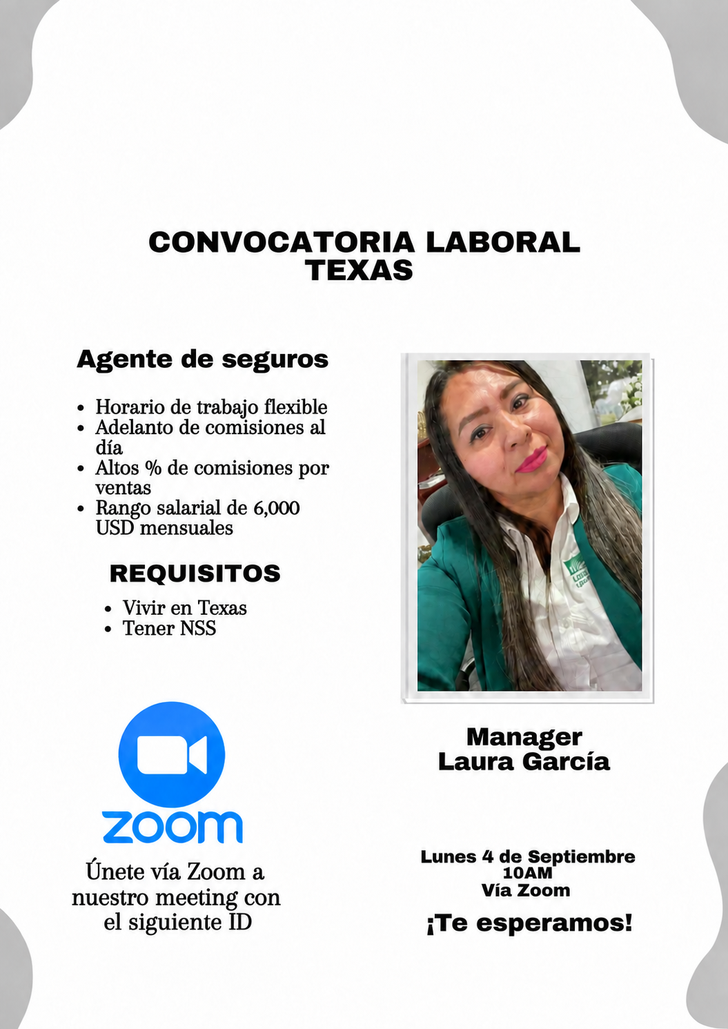 Convocatoria Laboral Texas - Agente de seguros con Manager Laura García