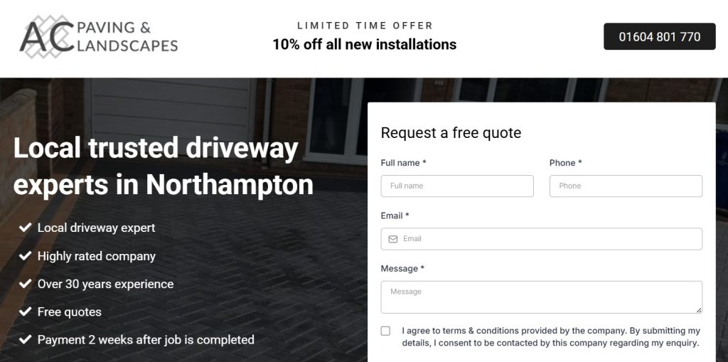 Google Ads Case Study for AC Paving Northampton