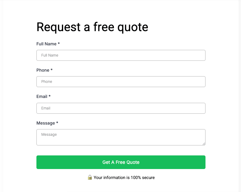 contact forms for tradespeople