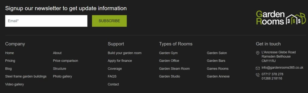 internal linking done in footer