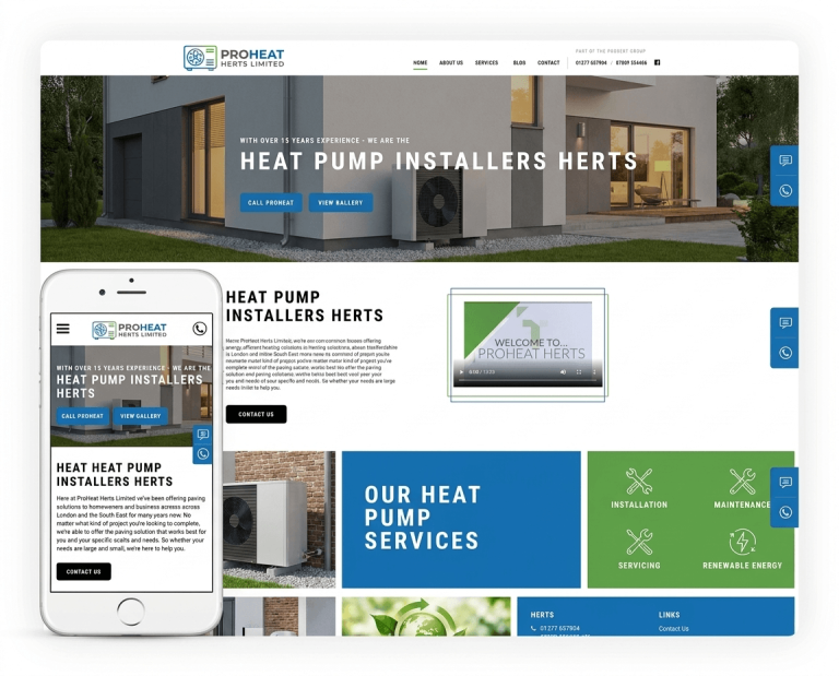 Website Design For Heat Pump Installers project example 3