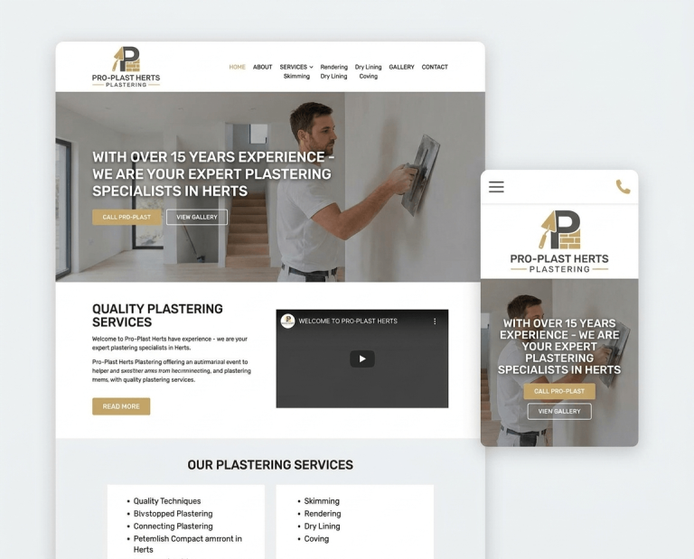Website Design For Plasterers project example 3