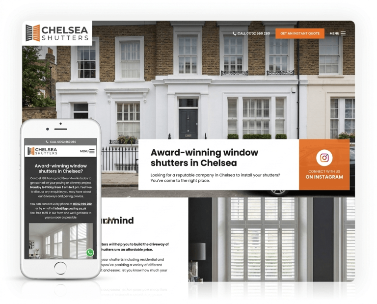 Website design for WINDOW SHUTTER INSTALLERS