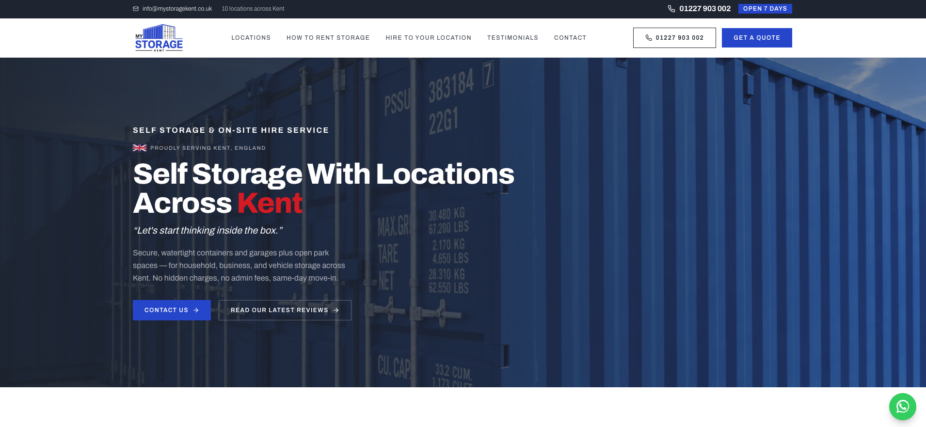 My Storage Kent Website Preview