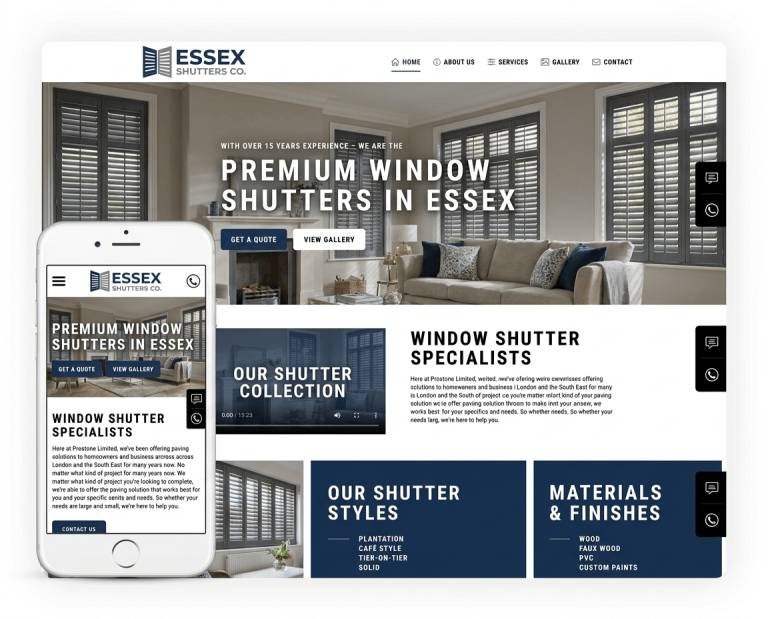 Website Design For Window Shutter Installers project example 2
