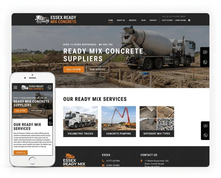 Website design for READY MIX CONCRETE FIRMS
