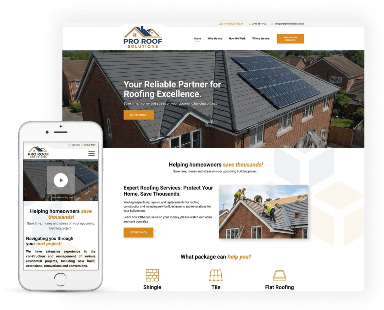 Website Design For Roofers project example 2