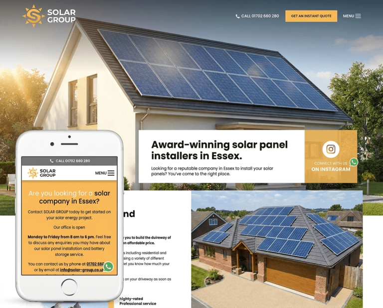 Website design for SOLAR PANEL INSTALLERS