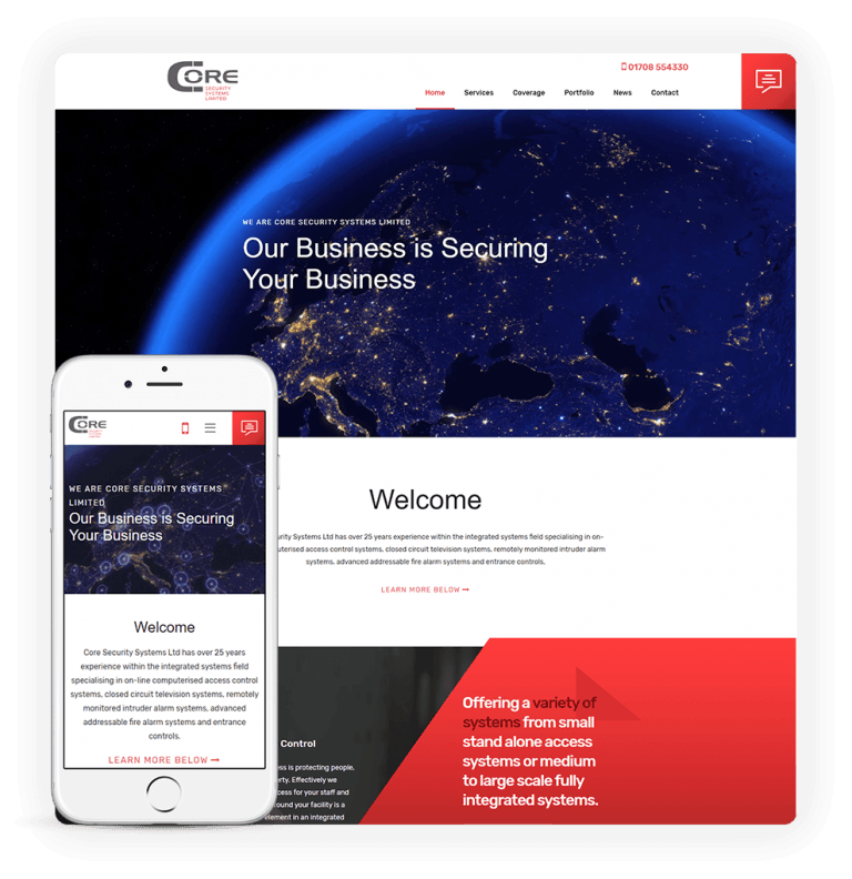 Core Security Systems Website Design