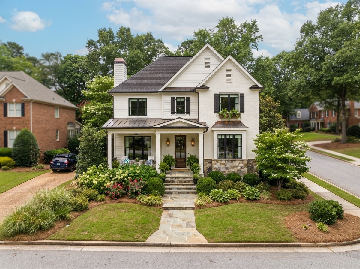 Upscale Georgia home painted in a sophisticated neutral palette