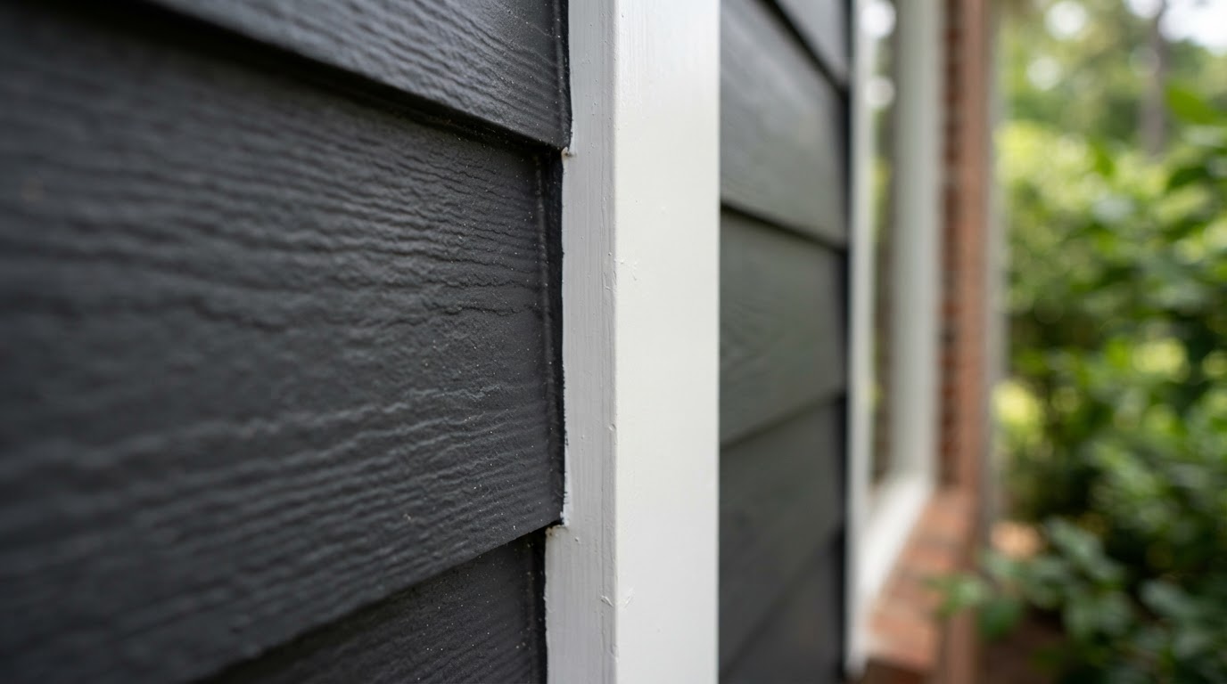 Crisp clean paint line between charcoal and white trim