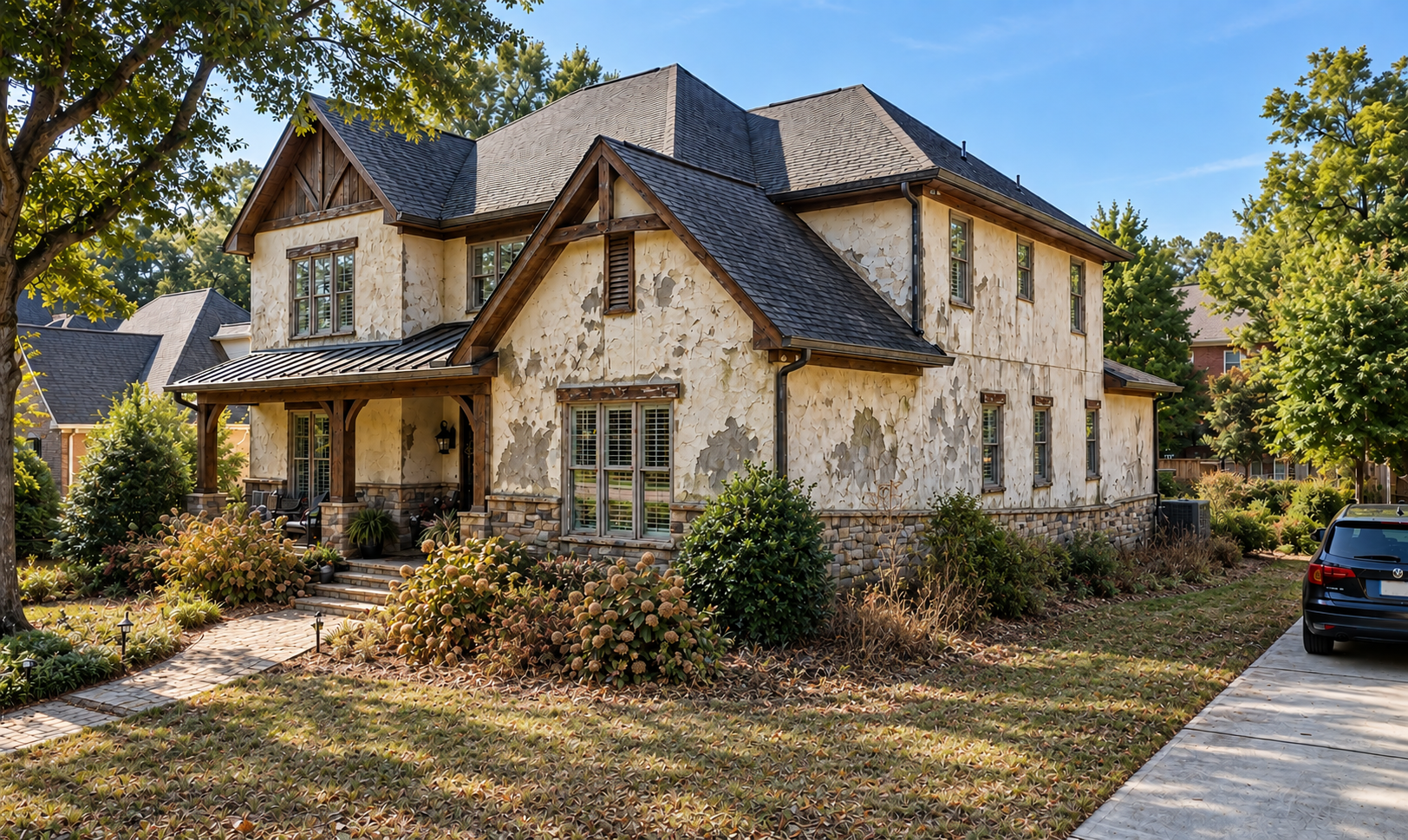 Before: faded, weathered home exterior