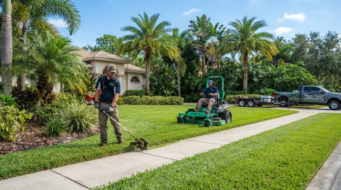 Cooter Bay Landscaping crew maintaining a Florida lawn
