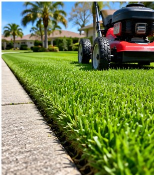 Cleanly edged and maintained Florida lawn and landscape bed