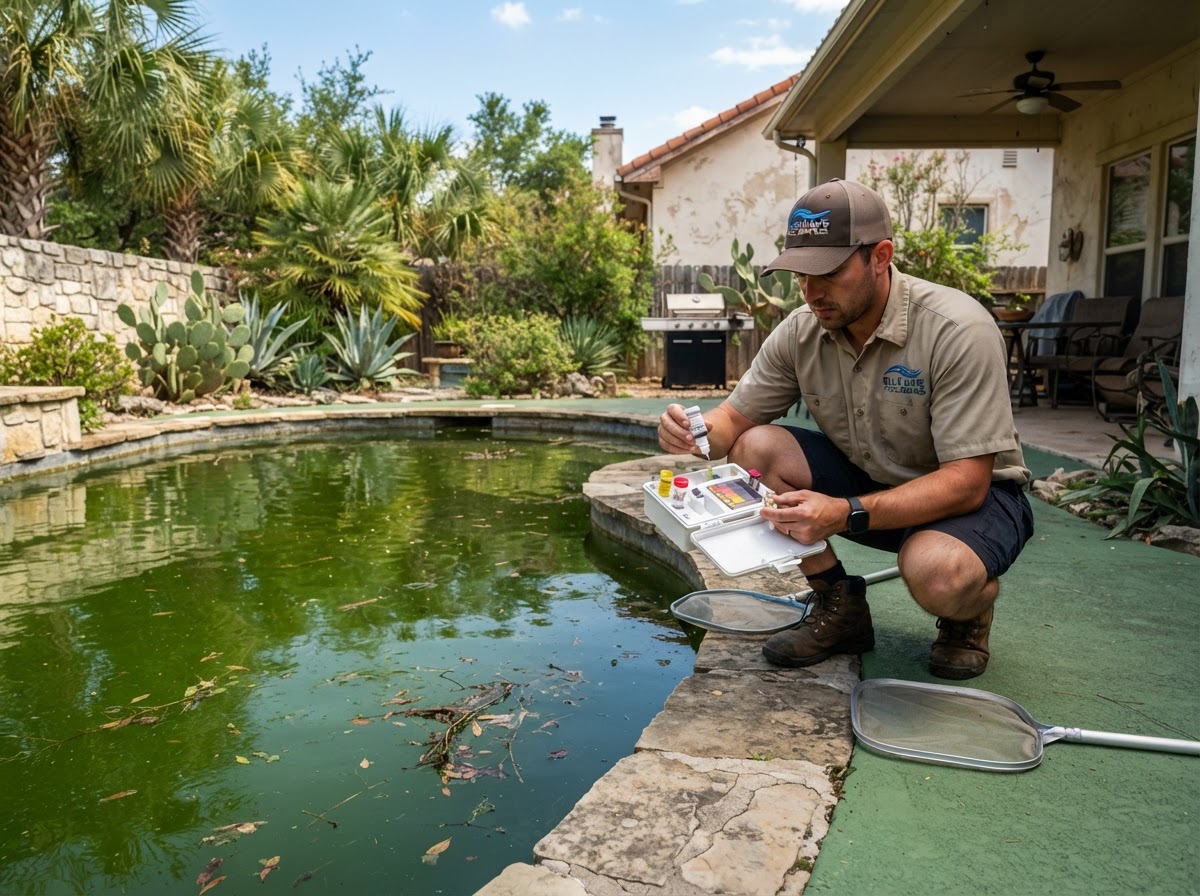 Green pool cleanup service in Weslaco Texas