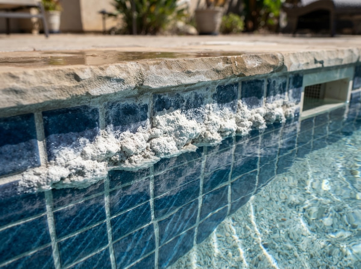 Pool tile calcium buildup removal in Weslaco TX